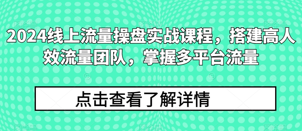 2024线上流量操盘实战课程，搭建高人效流量团队，掌握多平台流量-沐风资源库