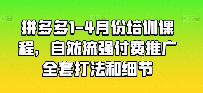 拼多多1-4月份培训课程，自然流强付费推广全套打法和细节-沐风资源库
