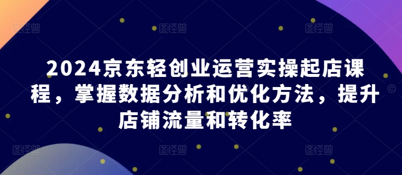 2024京东轻创业运营实操起店课程，掌握数据分析和优化方法，提升店铺流量和转化率-沐风资源库