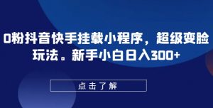 0粉抖音快手挂载小程序，超级变脸玩法，新手小白日入300+【揭秘】-沐风资源库