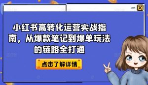 小红书高转化运营实战指南，从爆款笔记到爆单玩法的链路全打通-沐风资源库