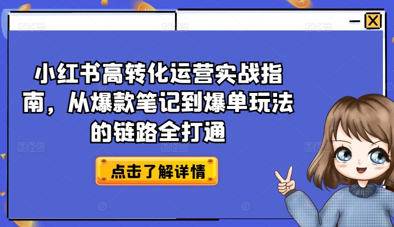 小红书高转化运营实战指南，从爆款笔记到爆单玩法的链路全打通-沐风资源库