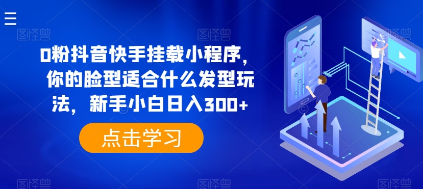 0粉抖音快手挂载小程序，你的脸型适合什么发型玩法，新手小白日入300+【揭秘】-沐风资源库