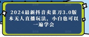 2024最新抖音卖菜刀3.0版本无人直播玩法，小白也可以一遍学会【揭秘】-沐风资源库