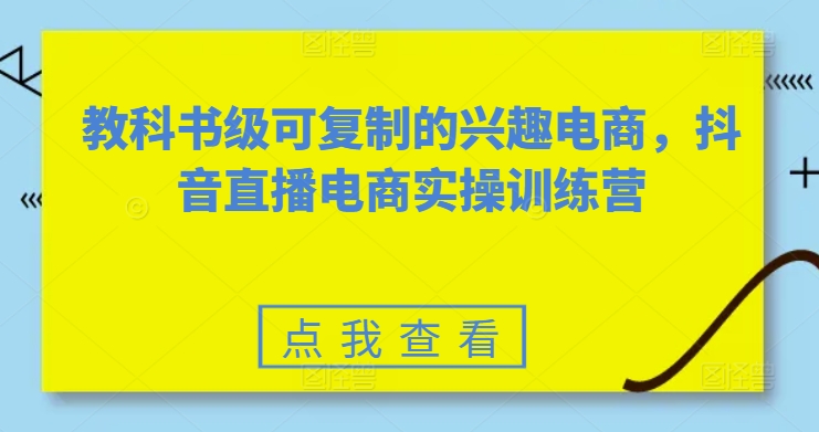 教科书级可复制的兴趣电商，抖音直播电商实操训练营-沐风资源库