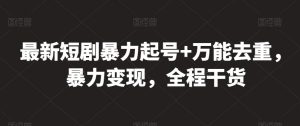 最新短剧暴力起号+万能去重，暴力变现，全程干货【揭秘】-沐风资源库