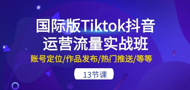 国际版Tiktok抖音运营流量实战班：账号定位/作品发布/热门推送/等等-13节-沐风资源库
