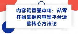 内容运营基本功：从零开始掌握内容型平台运营核心方法论-沐风资源库