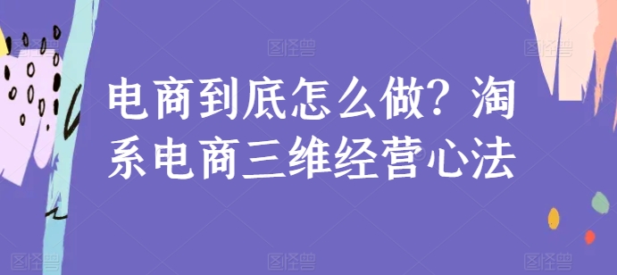 电商到底怎么做？淘系电商三维经营心法-沐风资源库