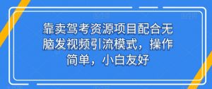 靠卖驾考资源项目配合无脑发视频引流模式，操作简单，小白友好【揭秘】-沐风资源库
