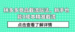 拼多多竞品截流玩法，新手也能0成本精准截流-沐风资源库