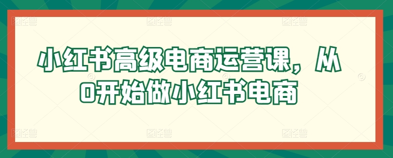 小红书高级电商运营课，从0开始做小红书电商-沐风资源库