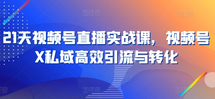 21天视频号直播实战课，视频号X私域高效引流与转化-沐风资源库