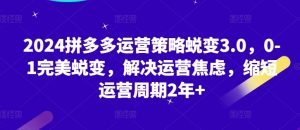 2024拼多多运营策略蜕变3.0，0-1完美蜕变，解决运营焦虑，缩短运营周期2年+-沐风资源库