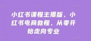 小红书课程主播版，小红书电商教程，从零开始走向专业-沐风资源库