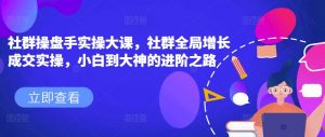 社群操盘手实操大课，社群全局增长成交实操，小白到大神的进阶之路-沐风资源库