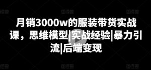 月销3000w的服装带货实战课，思维模型|实战经验|暴力引流|后端变现-沐风资源库