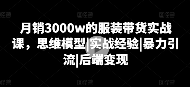 月销3000w的服装带货实战课，思维模型|实战经验|暴力引流|后端变现-沐风资源库