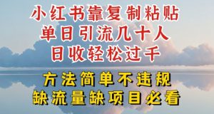 小红书靠复制粘贴单日引流几十人目收轻松过千，方法简单不违规【揭秘】-沐风资源库