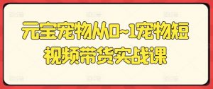 元宝宠物从0~1宠物短视频带货实战课-沐风资源库
