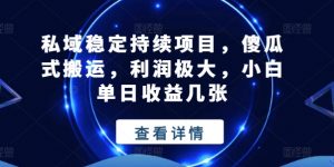 私域稳定持续项目，傻瓜式搬运，利润极大，小白单日收益几张【揭秘】-沐风资源库