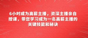 6小时成为高薪主播，资深主播亲自授课，带您学习成为一名高薪主播的关键技能和秘诀-沐风资源库