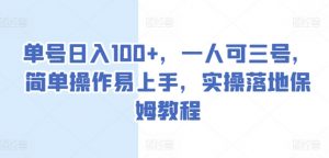 单号日入100+，一人可三号，简单操作易上手，实操落地保姆教程【揭秘】-沐风资源库