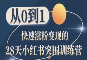 28天小红书突围训练营，从0到1快速涨粉变现-沐风资源库