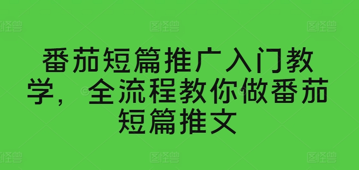 番茄短篇推广入门教学，全流程教你做番茄短篇推文-沐风资源库