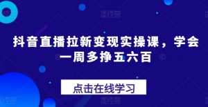抖音直播拉新变现实操课，学会一周多挣五六百-沐风资源库