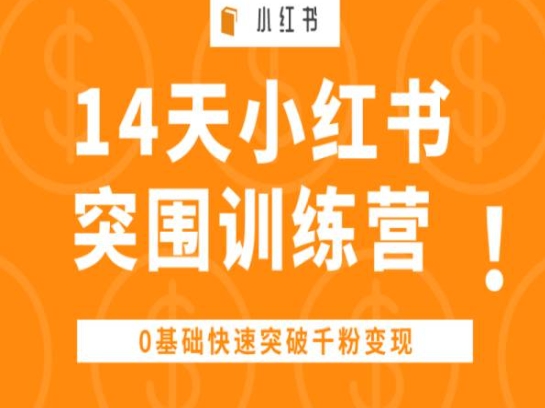 14天小红书突围训练营 ，0基础快速突破千粉变现-沐风资源库