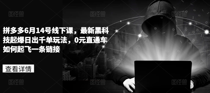 拼多多6月14号线下课，最新黑科技起爆日出千单玩法，0元直通车如何起飞一条链接-沐风资源库