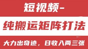 短视频分成计划，纯搬运矩阵打法，大力出奇迹，小白无脑上手，日收入两三张【揭秘】-沐风资源库