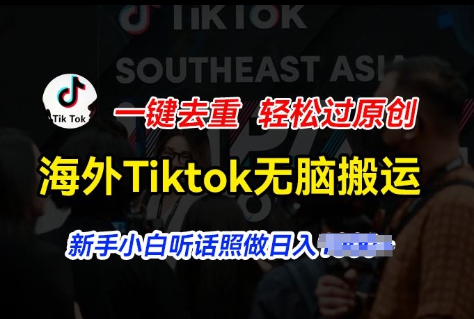 海外Tiktok短视频无脑搬运，一键去重轻松过原创，新手小白听话照做日入几张【揭秘】-沐风资源库