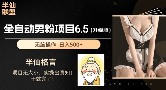 男粉项目6.5升级版，全自动男粉项目，日收入1K+【揭秘】-沐风资源库