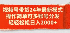 视频号带货24年最新模式，操作简单可多账号分发，轻轻松松日入2k【揭秘】-沐风资源库