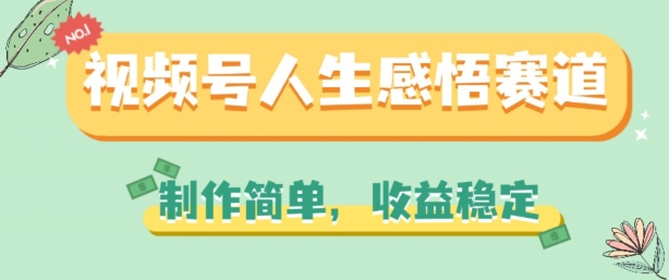 视频号人生感悟赛道，制作简单，收益稳定【揭秘】-沐风资源库