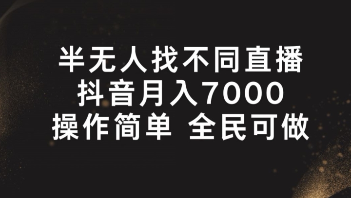 半无人找不同直播，月入7000+，操作简单 全民可做【揭秘】-沐风资源库