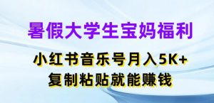 暑假大学生宝妈福利，小红书音乐号月入5000+，复制粘贴就能赚钱【揭秘】-沐风资源库