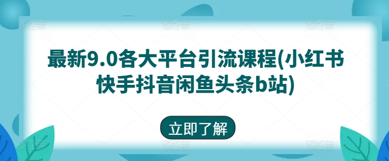 最新9.0各大平台引流课程(小红书快手抖音闲鱼头条b站)-沐风资源库