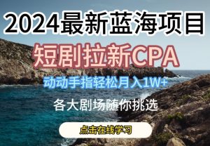 2024最新蓝海项日，短剧拉新CPA，动动手指轻松月入1W，全各大剧场随你挑选【揭秘】-沐风资源库