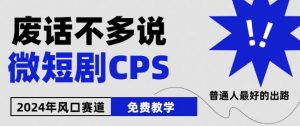 2024下半年微短剧风口来袭，周星驰小杨哥入场，免费教学，适用小白【揭秘】-沐风资源库