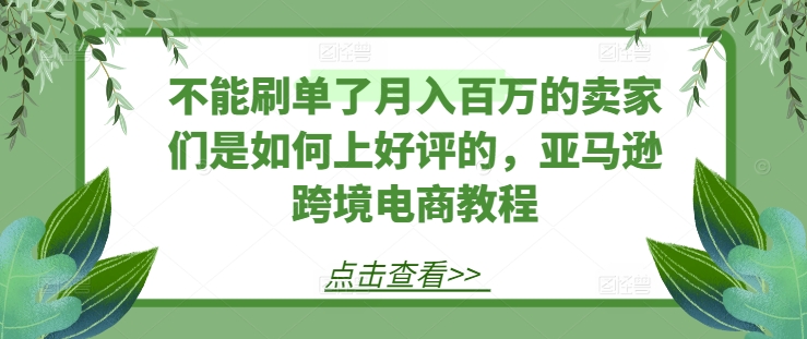 不能刷单了月入百万的卖家们是如何上好评的，亚马逊跨境电商教程-沐风资源库
