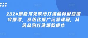 2024最新付免联动打造盈利型店铺实操课，​系统化推广运营课程，从选品到打造爆款操作-沐风资源库