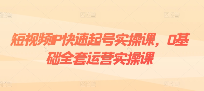 短视频IP快速起号实操课，0基础全套运营实操课，爆款内容设计+粉丝运营+内容变现-沐风资源库