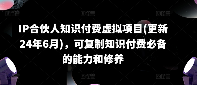 IP合伙人知识付费虚拟项目(更新24年6月)，可复制知识付费必备的能力和修养-沐风资源库