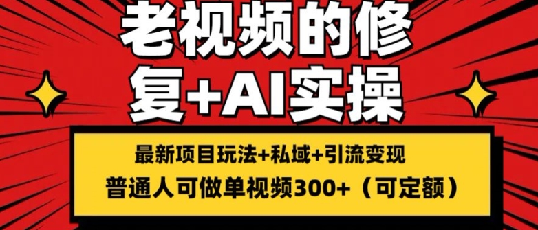 修复老视频的玩法，搬砖+引流的变现(可持久)，单条收益300+【揭秘】-沐风资源库