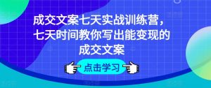 成交文案七天实战训练营，七天时间教你写出能变现的成交文案-沐风资源库