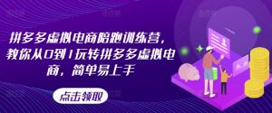 拼多多虚拟电商陪跑训练营，教你从0到1玩转拼多多虚拟电商，简单易上手-沐风资源库