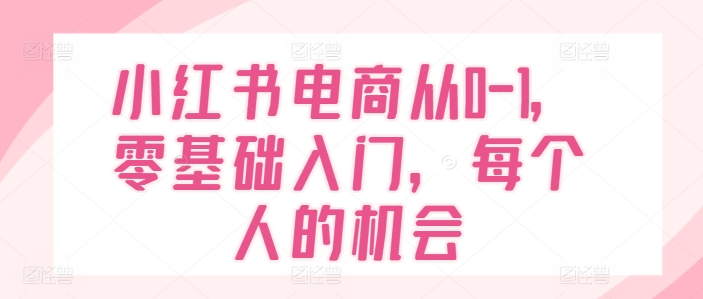 小红书电商从0-1，零基础入门，每个人的机会-沐风资源库